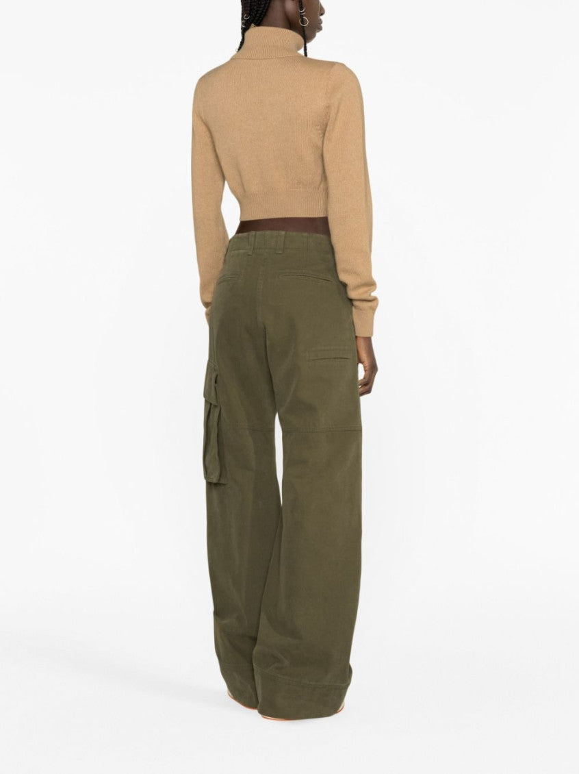 Brown Cropped High Neck Sweater 2
