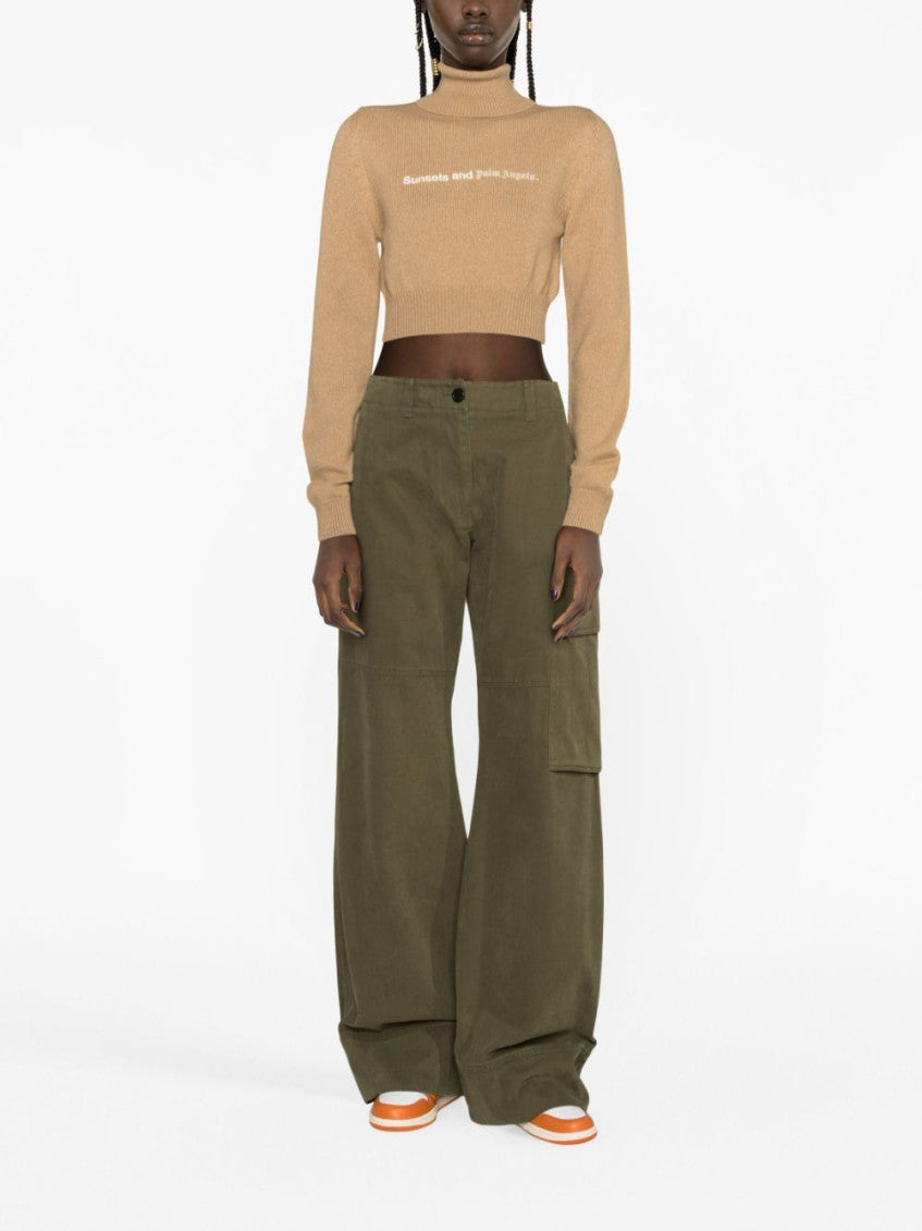 Brown Cropped High Neck Sweater 4