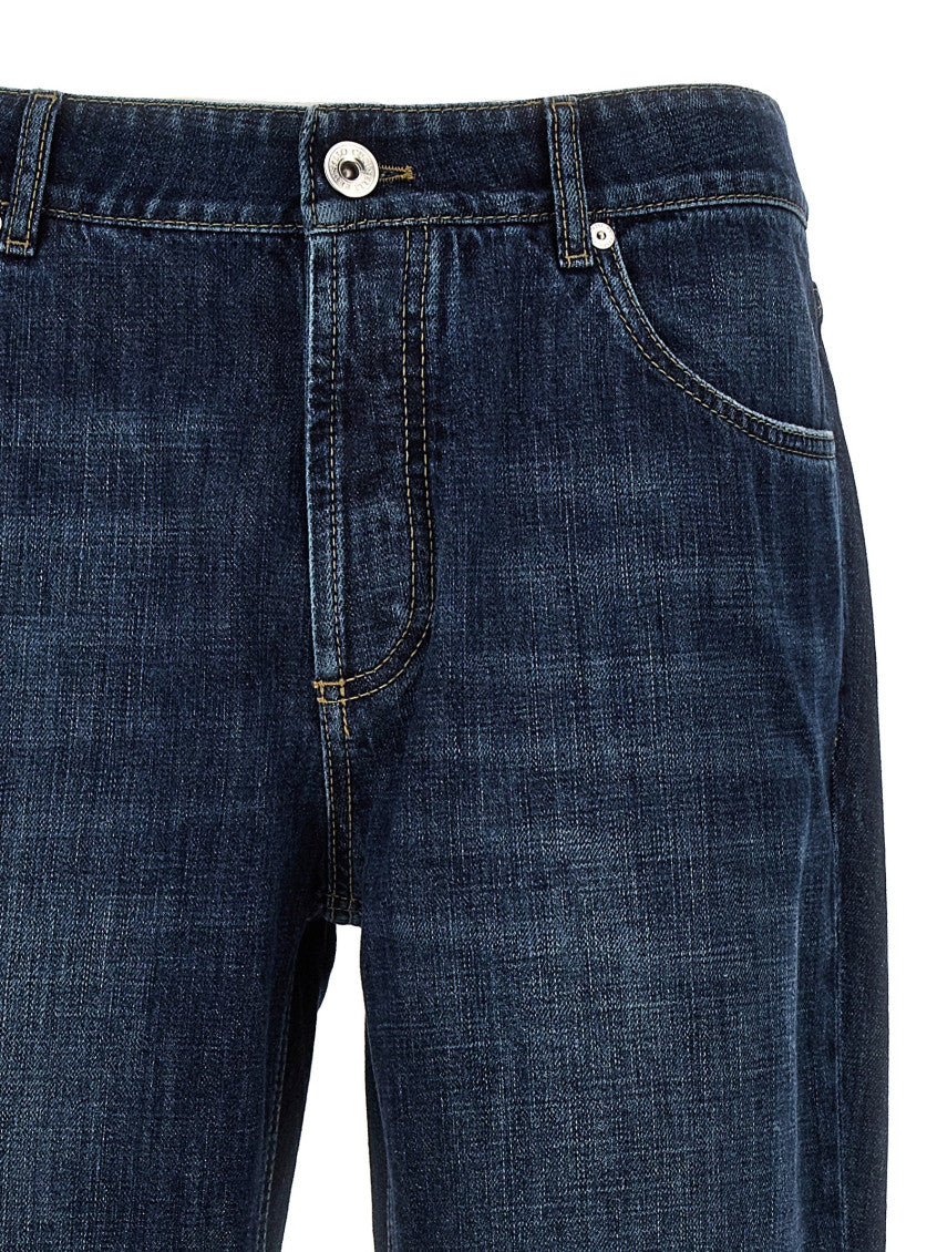 Blue Logo Embroidery Jeans 3