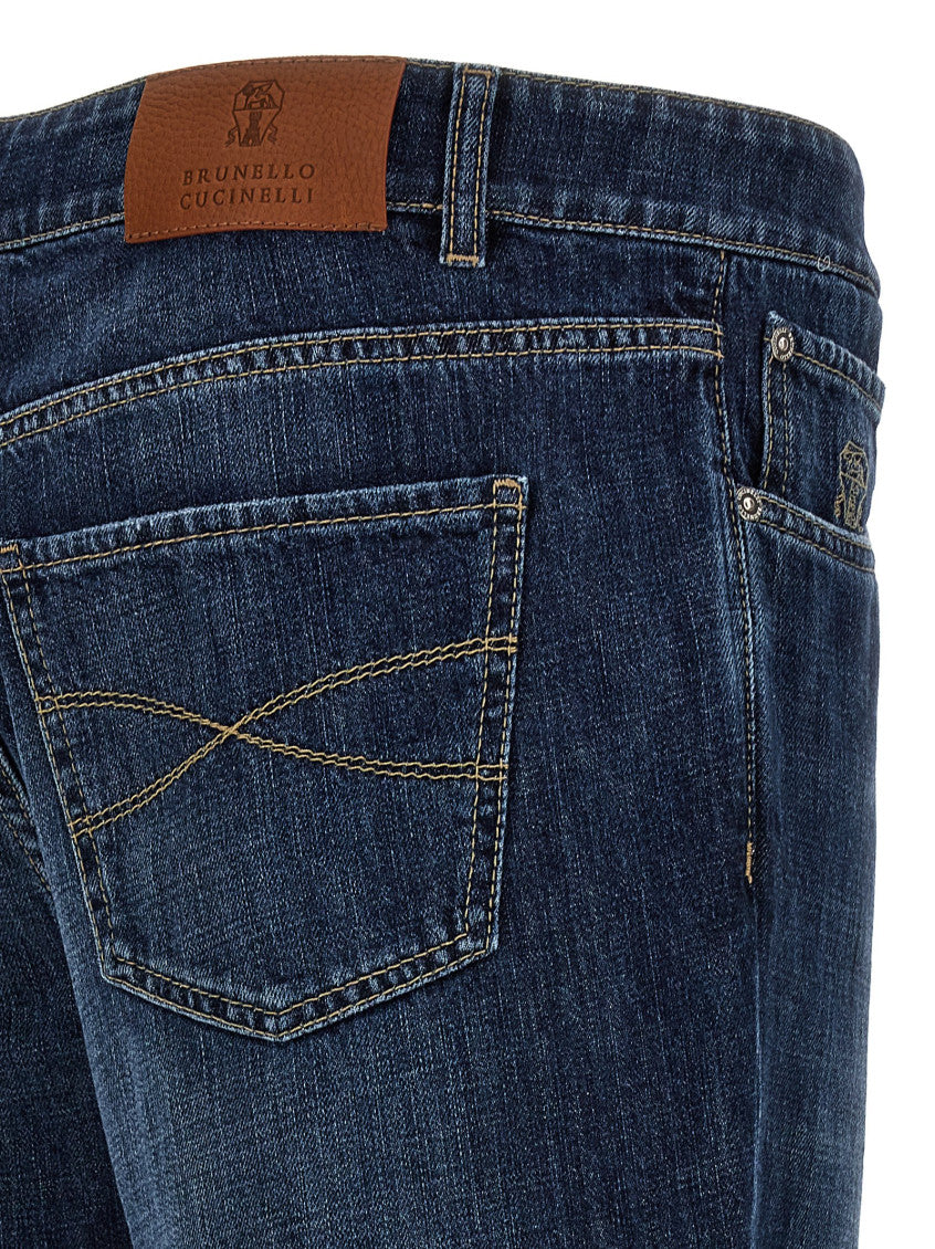 Blue Logo Embroidery Jeans 4