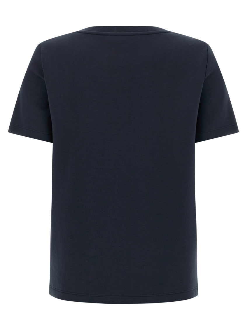 Blue Crew Neck Embroidered T-shirt 2