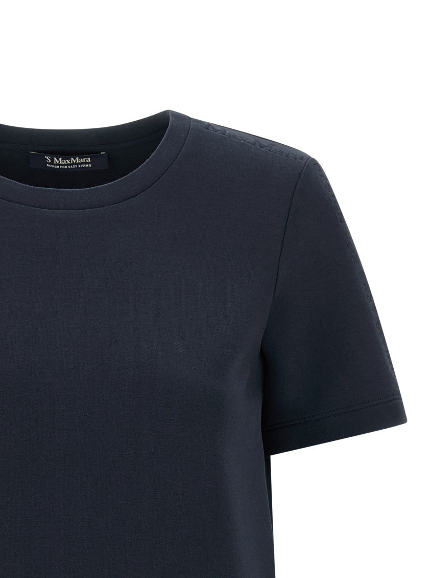 Blue Crew Neck Embroidered T-shirt 3