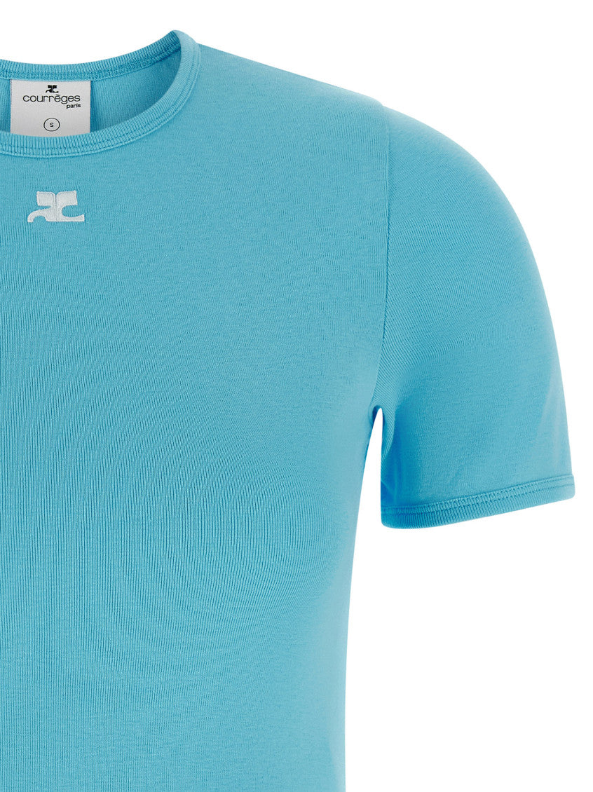 Light Blue Crew Neck Logo T-shirt 3