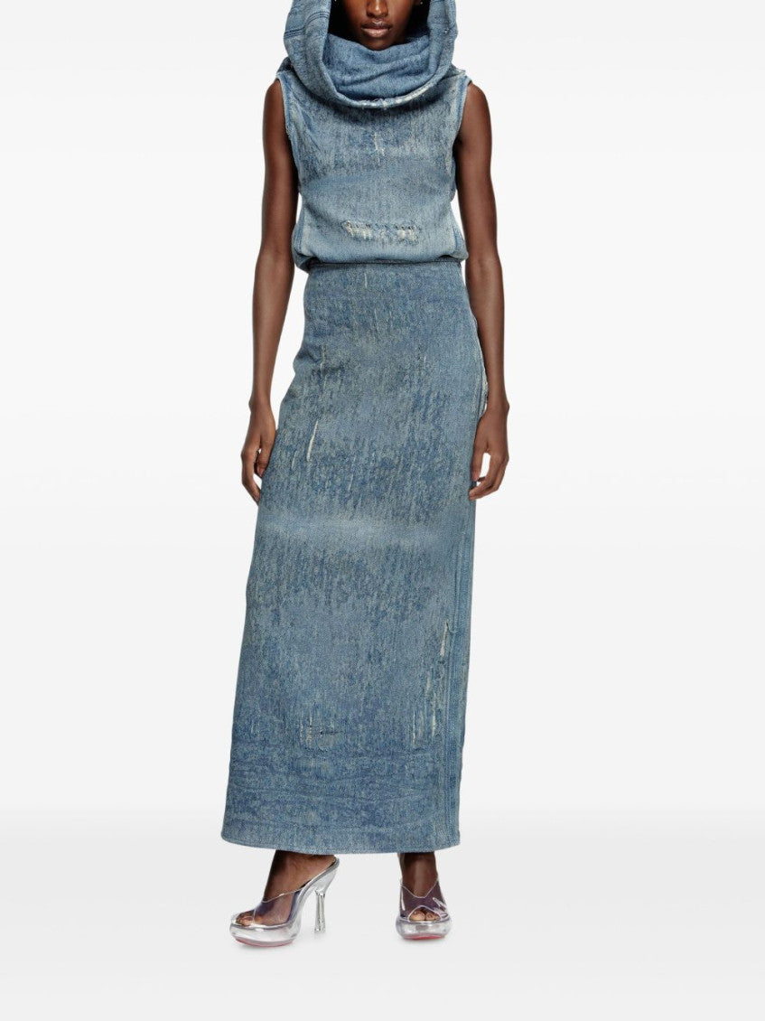 Blue Denim Midi Skirt 3