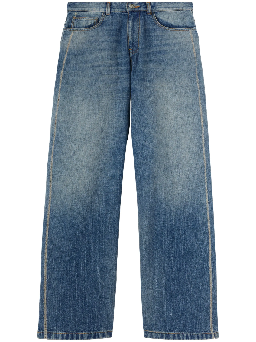 Blue Curved Logo Loose Fit Jeans 1
