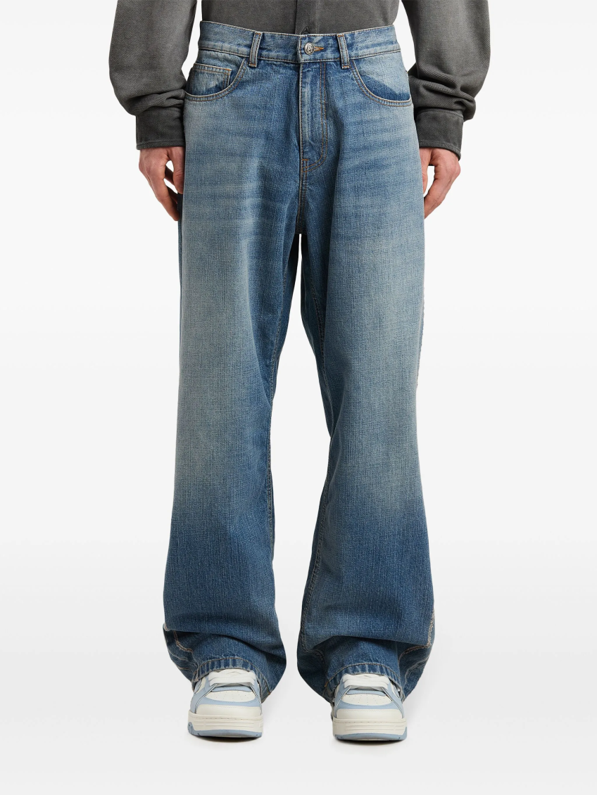 Blue Curved Logo Loose Fit Jeans 3