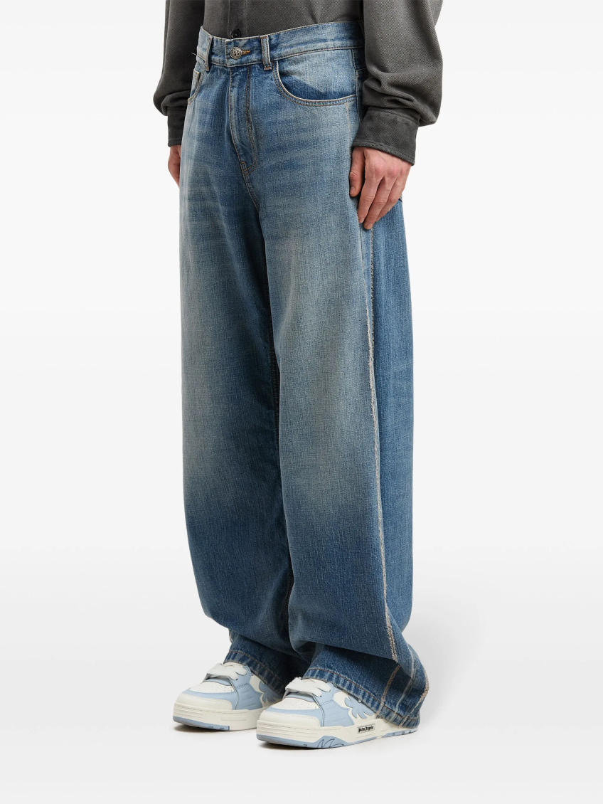 Blue Curved Logo Loose Fit Jeans 4