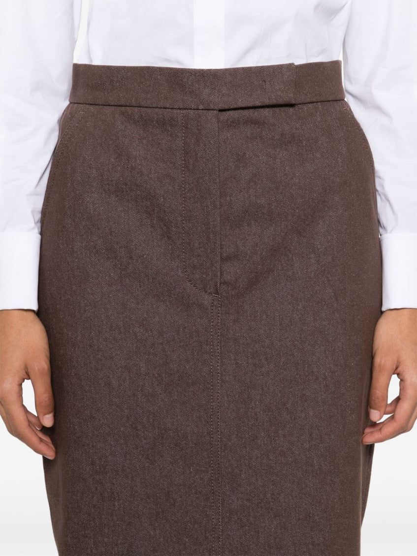 Brown Cotton long skirt 2