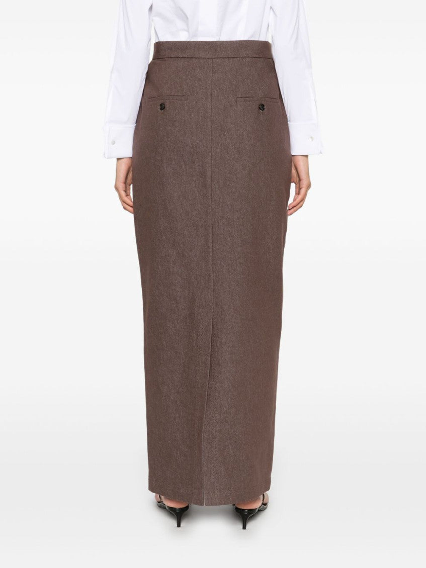 Brown Cotton long skirt 3