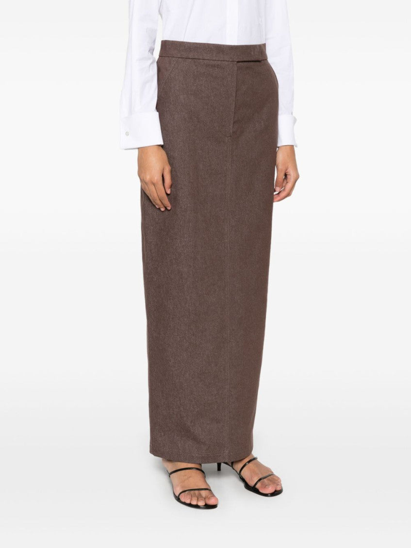 Brown Cotton long skirt 5
