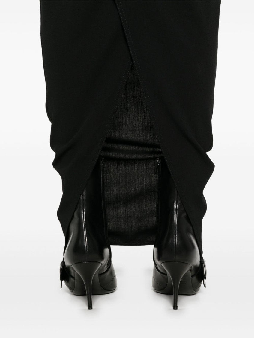 Black Soft Pillar Long Skirt 3