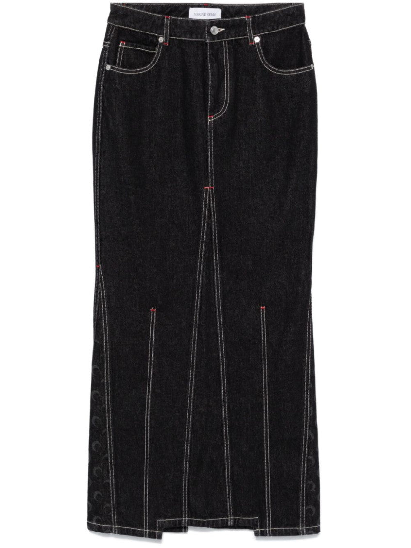 Black Moon denim long skirt 1
