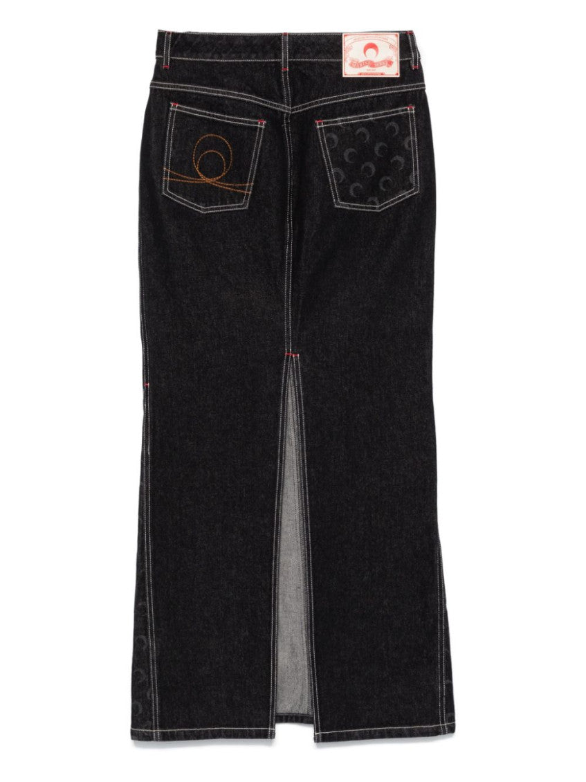 Black Moon denim long skirt 2