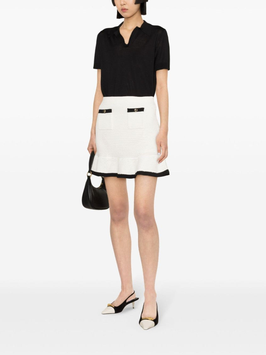White Sequinned Crochet Miniskirt 2