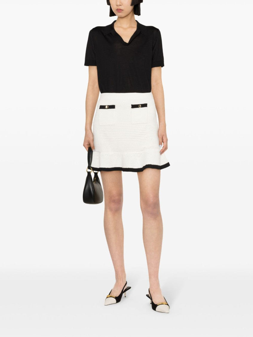 White Sequinned Crochet Miniskirt 3