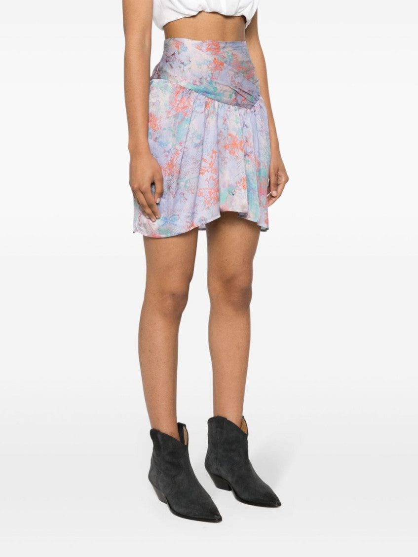 Light Purple Floral print silk mini skirt 3