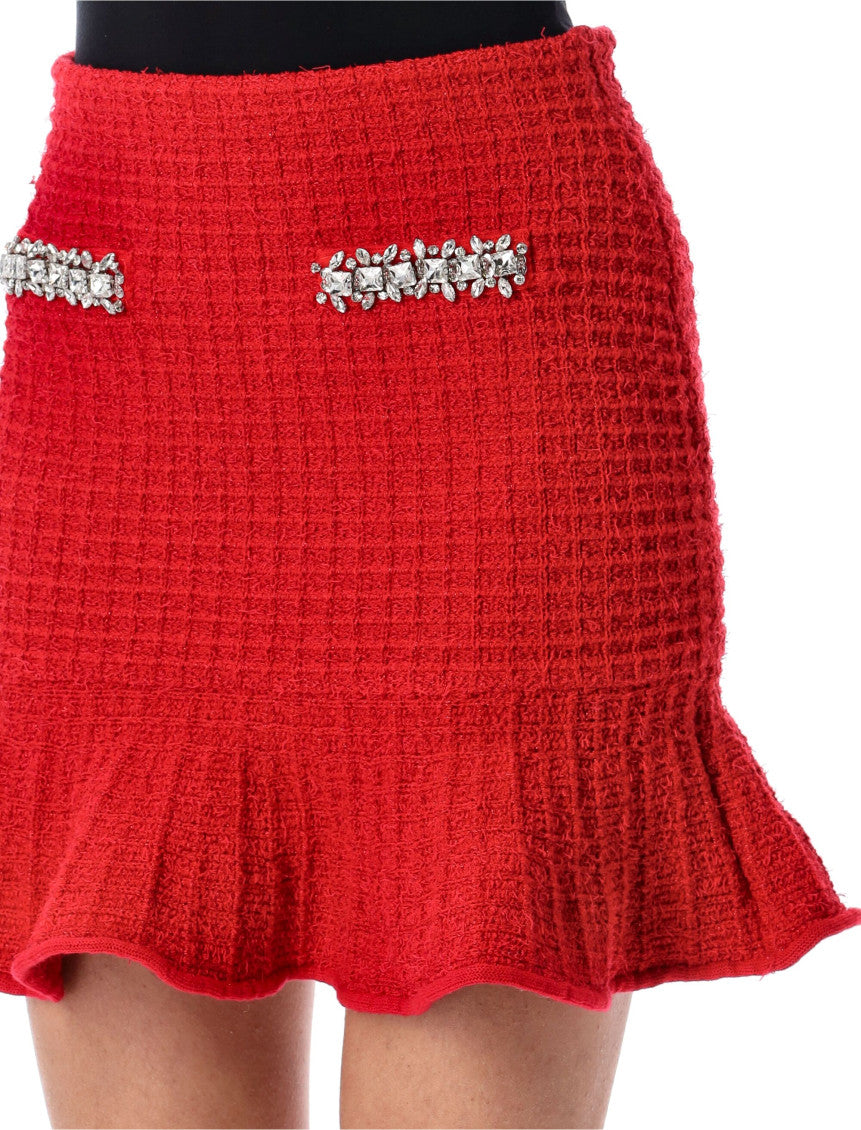 Red Grid-knit Mini Skirt 3