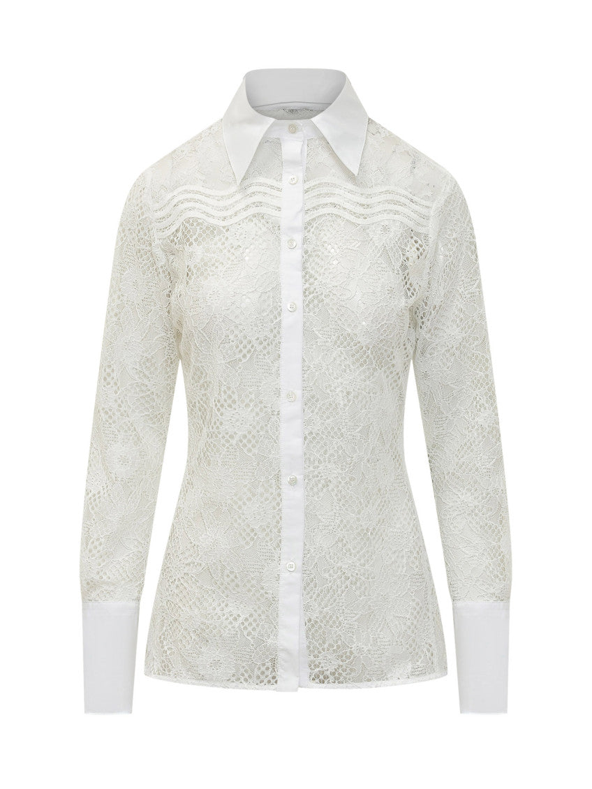 White Slim Lace Shirt 1