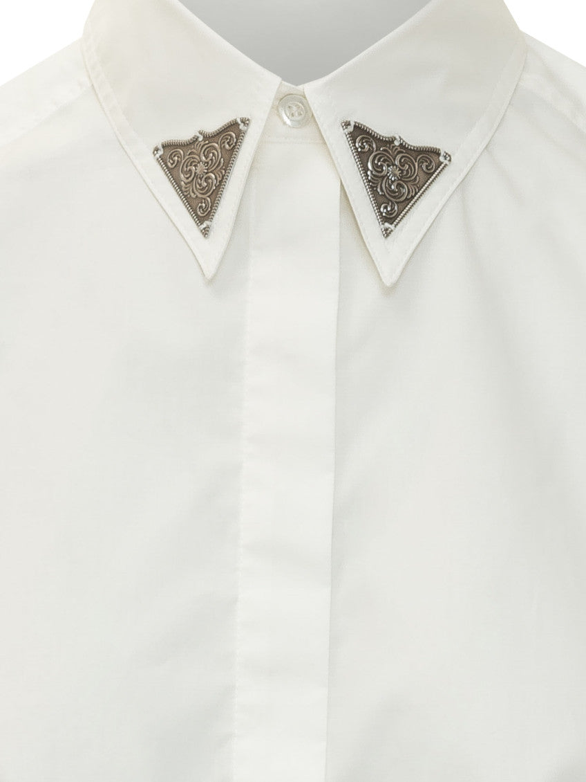 White Embellished Short Sleeves Shirt 3