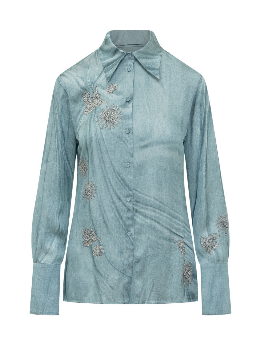 Blue Embellished Full Sleeves Shirt 1