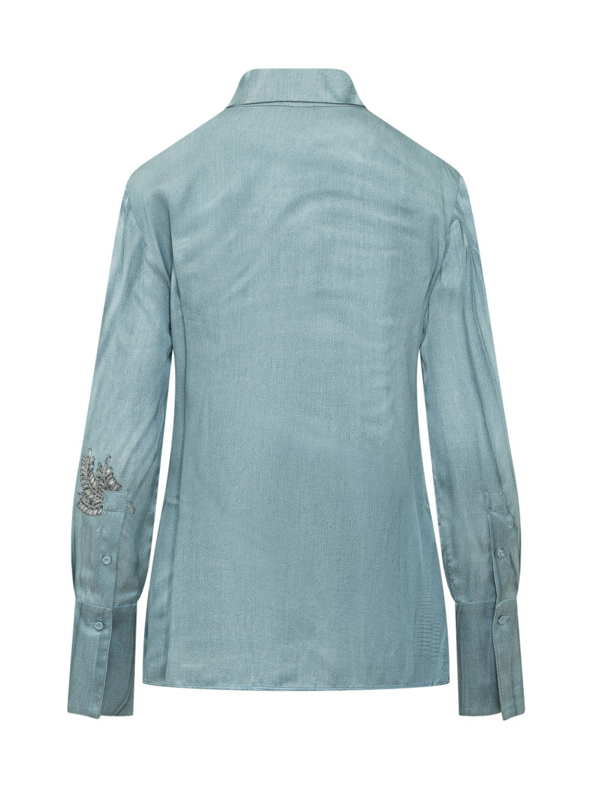 Blue Embellished Full Sleeves Shirt 2