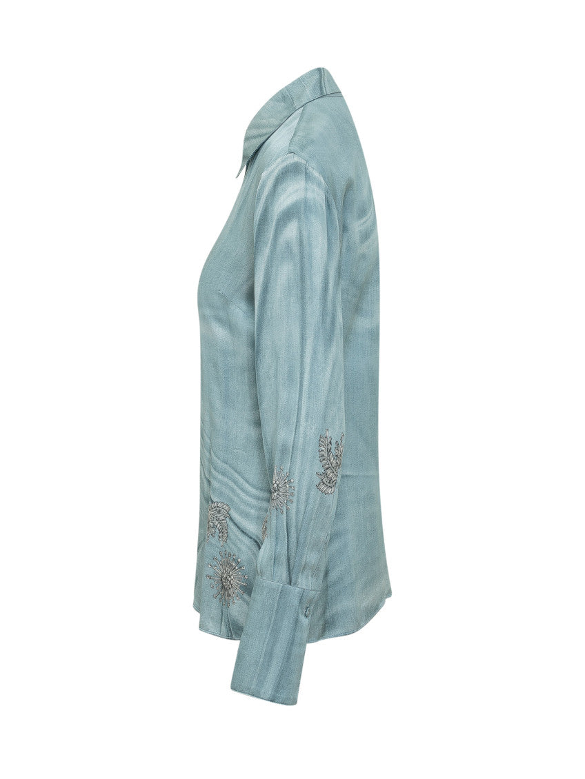 Blue Embellished Full Sleeves Shirt 3