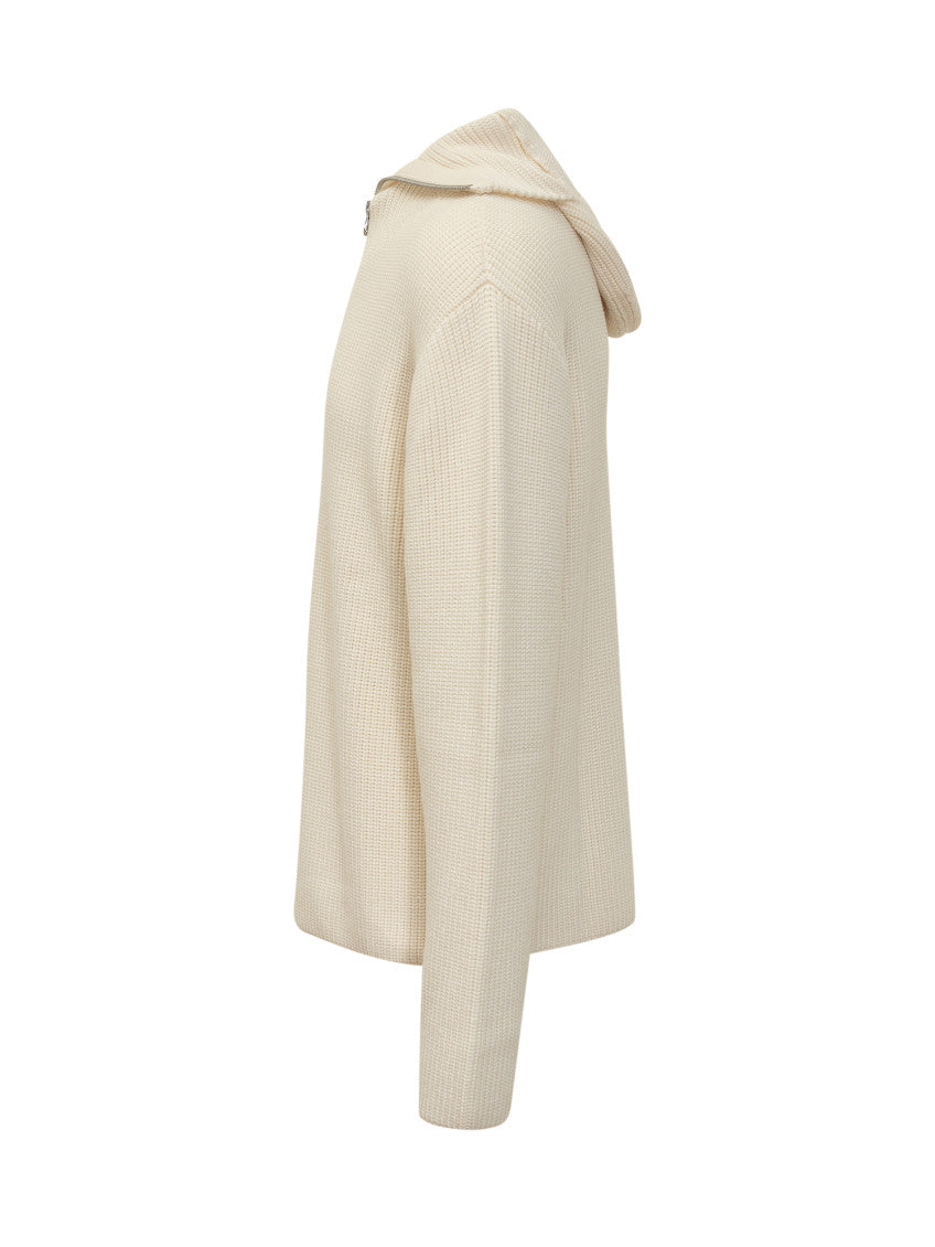 Off White Solid Hood Sweatshirt 3