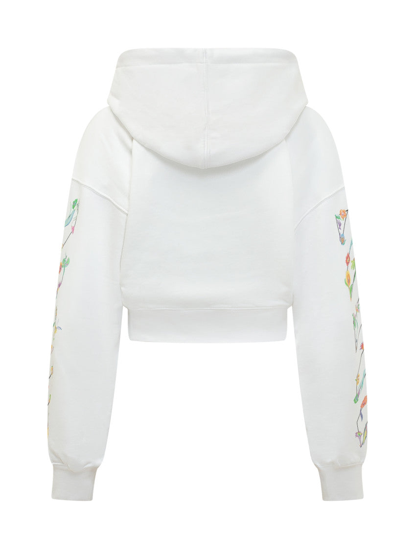 White Floral Hood Sweatshirt 2