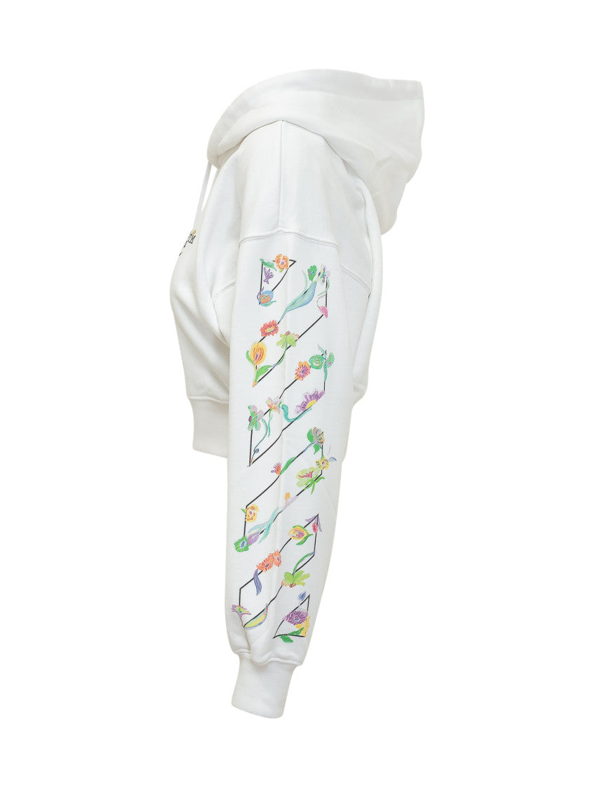 White Floral Hood Sweatshirt 3
