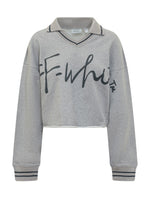 Grey Logo V Neck Sweatshirt 1