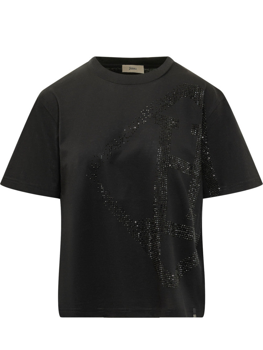 Black Embellished Crew Neck T-Shirt 1