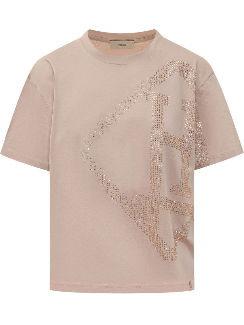 Pink Embellished Crew Neck T-Shirt 1