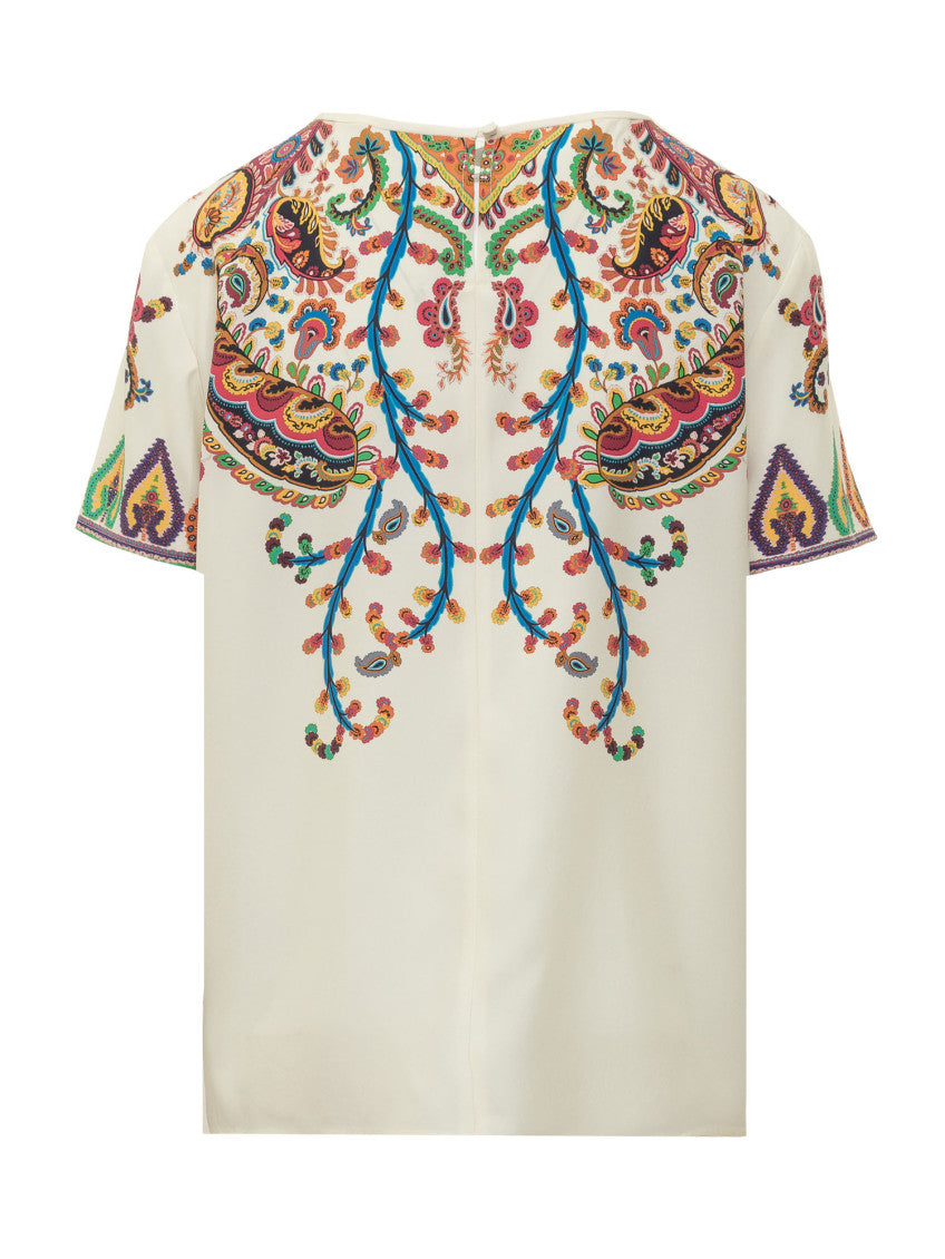 Cream Paisley Round Neck T-Shirt 2