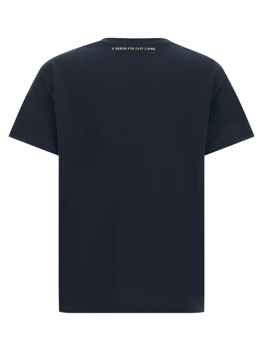 Navy Blue Graphic Crew Neck T-Shirt 2