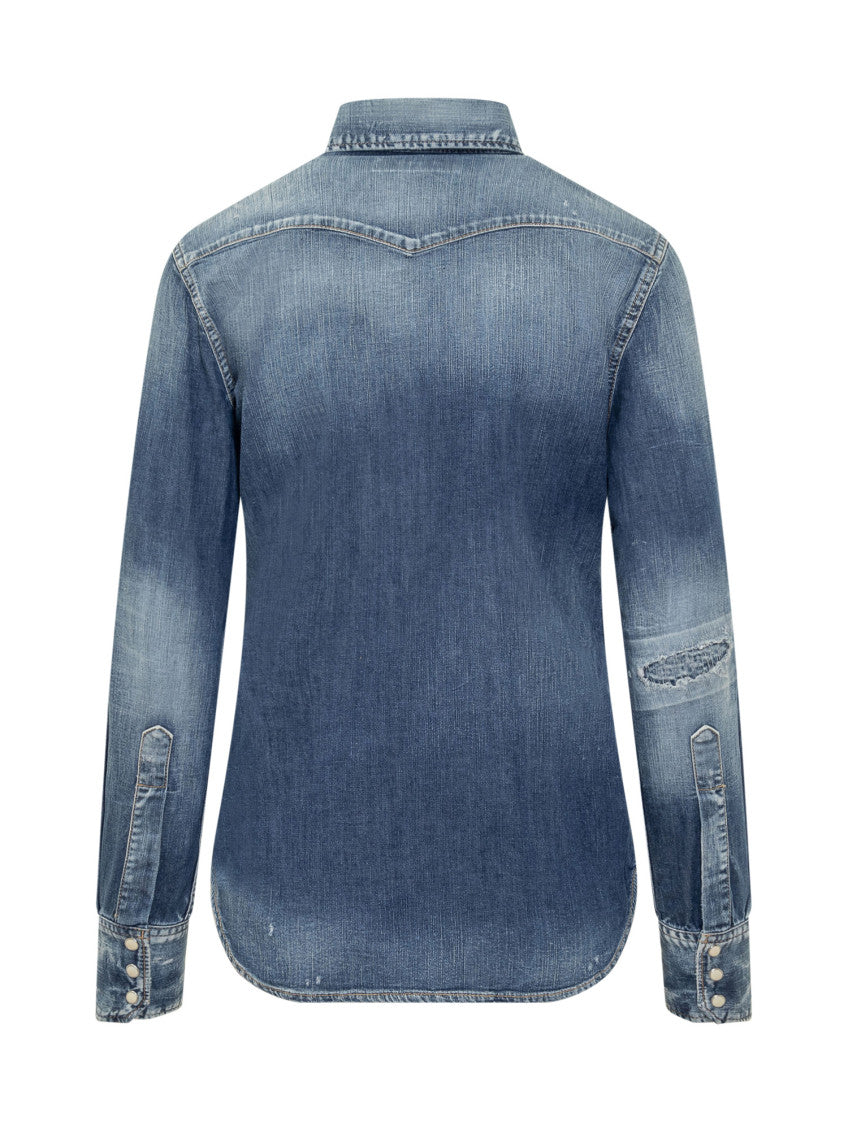 Blue Slim Solid Shirt 2