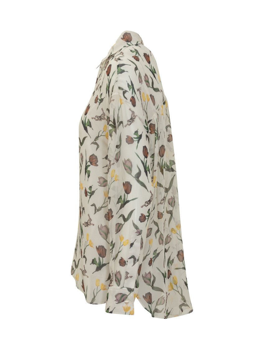 White Floral Print Shirt 3