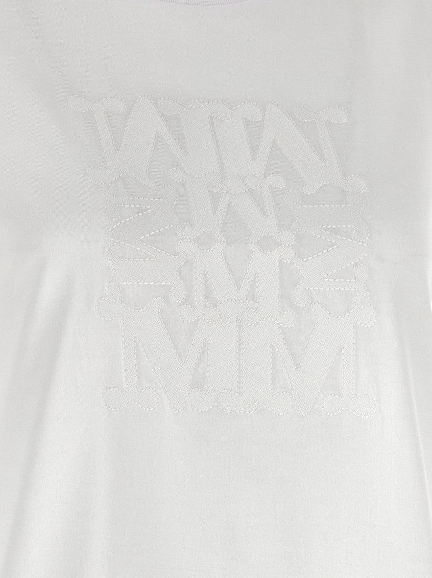 White Embroidered Crew Neck T-Shirt 4