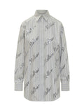 Grey Logo Print Stripes Shirt 1