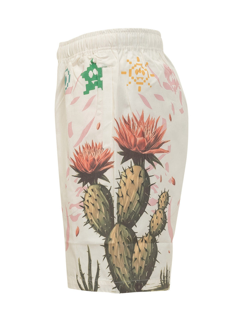 Beige Graphic Shorts 2