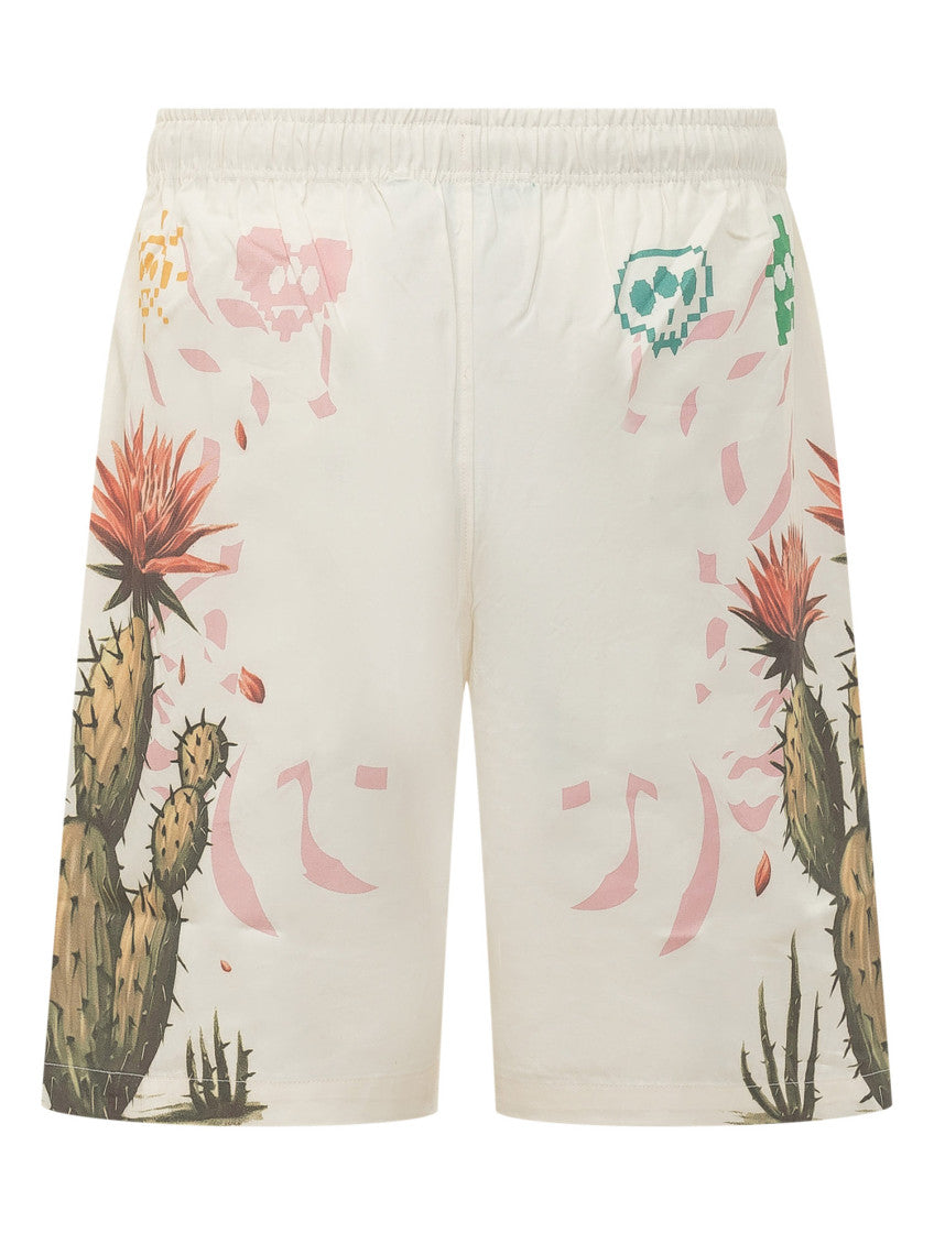 Beige Graphic Shorts 3