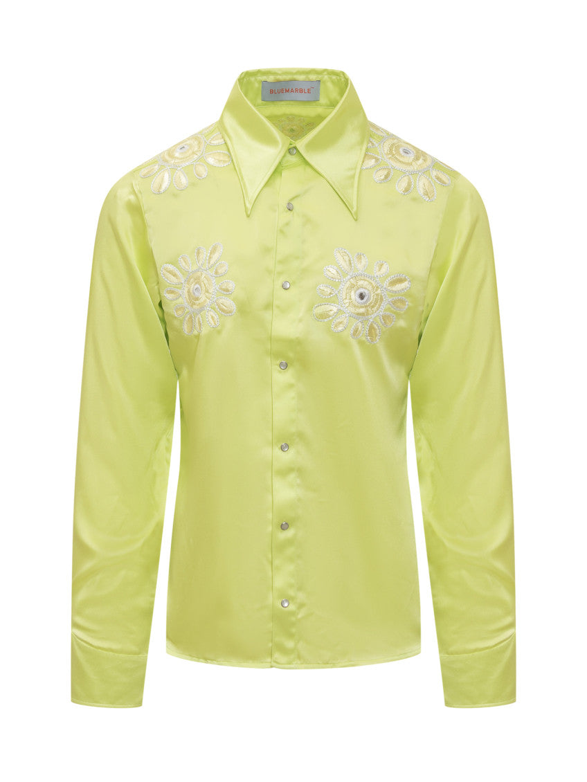 Lime Green Regular Embroidered Shirt 1
