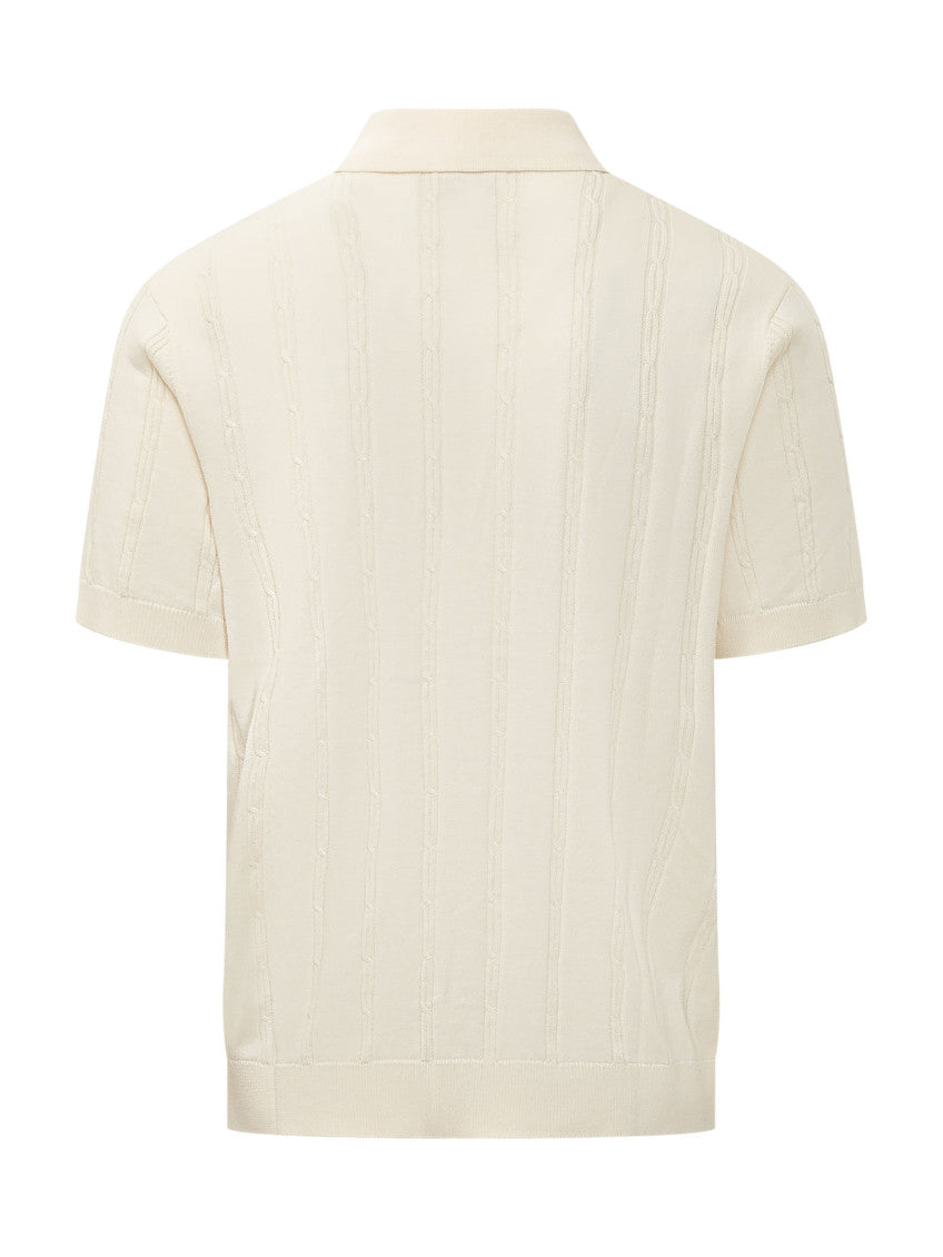 White Textured Shirt Collar Polo 2