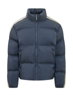 Blue Solid Mock Collar Jacket 1