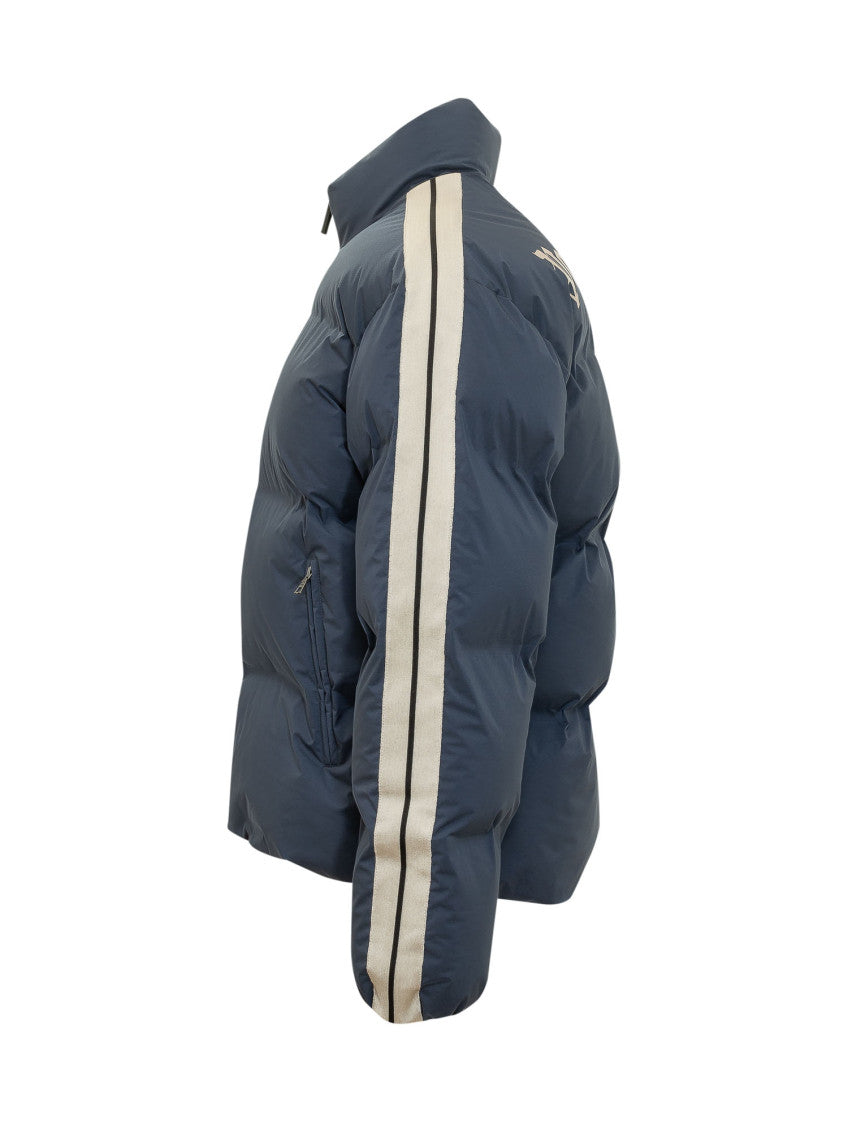 Blue Solid Mock Collar Jacket 3