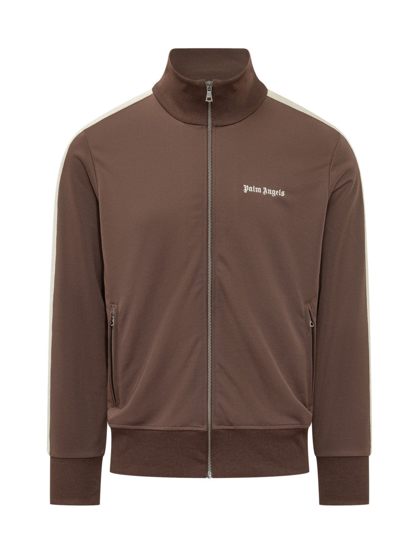 Brown Solid Mock Collar Jacket 1