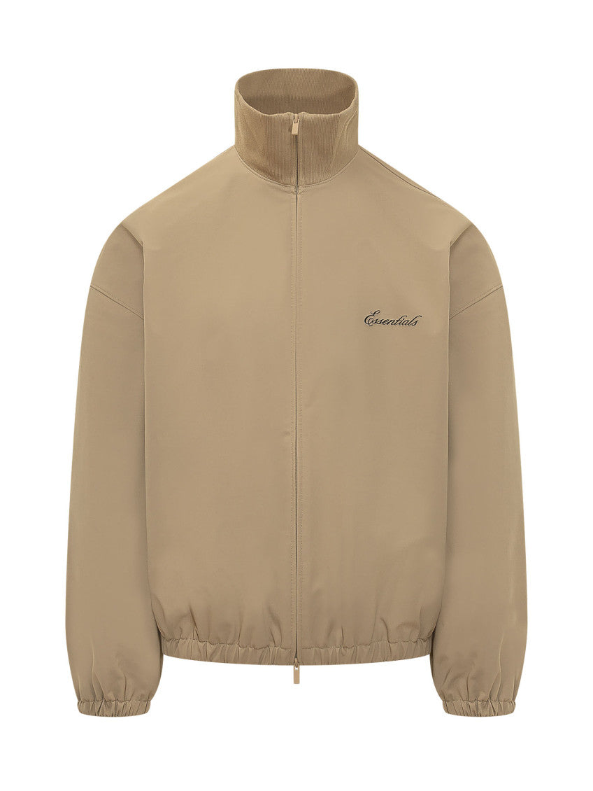 Brown Solid Mock Collar Jacket 1