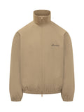 Brown Solid Mock Collar Jacket 1