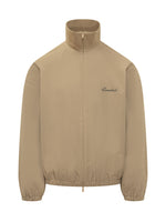 Brown Solid Mock Collar Jacket 1