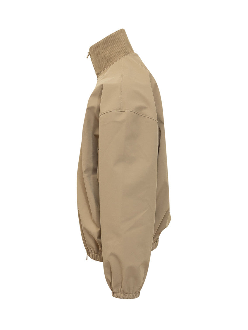 Brown Solid Mock Collar Jacket 2