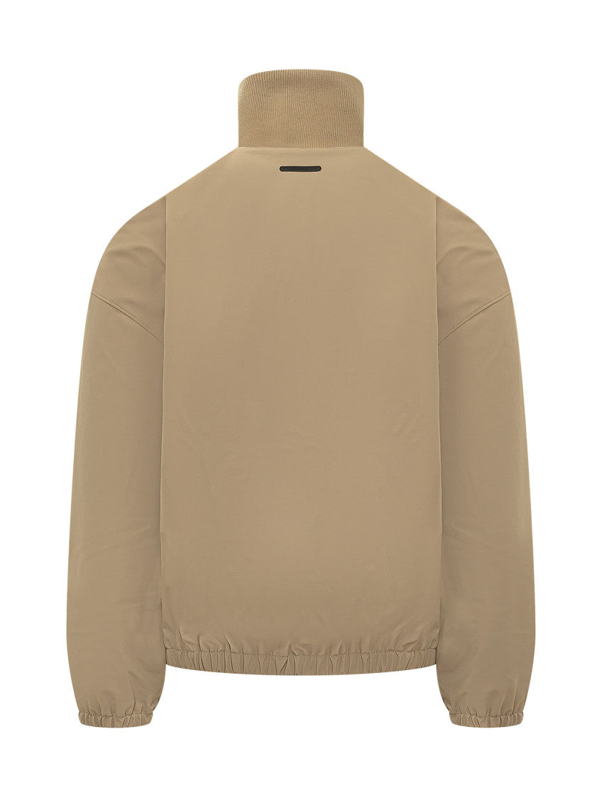 Brown Solid Mock Collar Jacket 3